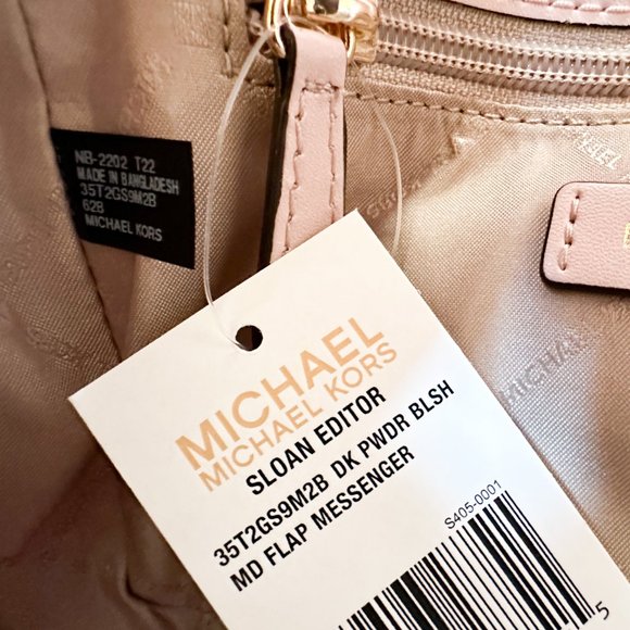 Michael Kors Sloan Editor Medium Flap Shoulder Messenger Bag MK Signature Pink - Picture 11 of 12